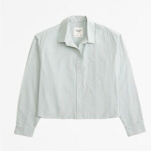 Abercrombie & Fitch Oversized Poplin Shirt in Mint, Size M